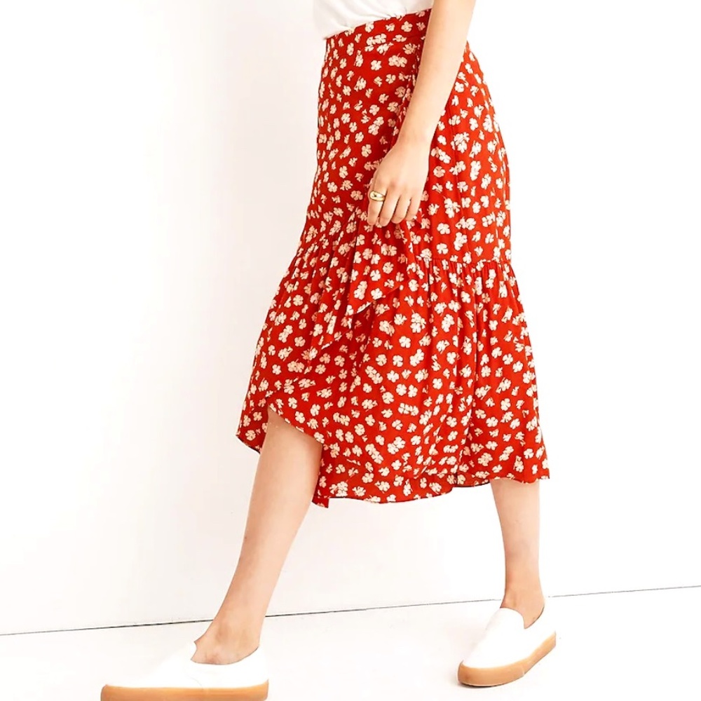 Madewell Wrap Midi Skirt in Happy Hibiscus